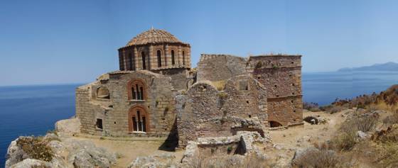 Sailing holiday locations in Greece: The church of &aacute;yia Sofia which sits on the top of the plateau of Monemvasia