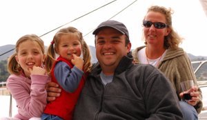 Richard Kouvaras and (some of) his family relax at the end of a &lsquo;Round the Island&rsquo; race organised by Greek Sails
